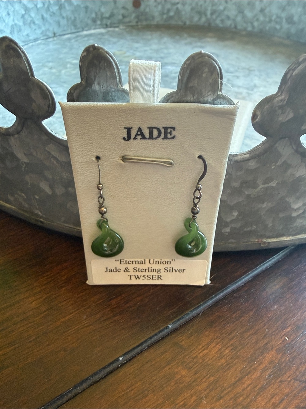 JADE Green Carved Teardrop Jade & Sterling Silver Earrings
